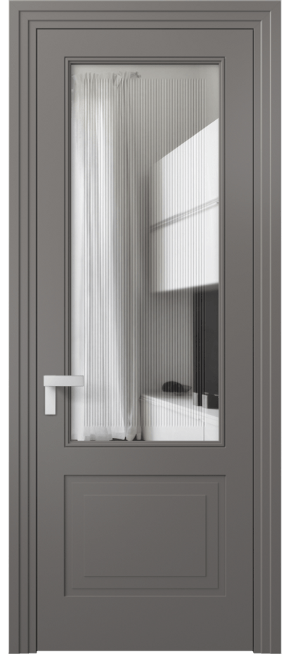 Дверь межкомнатная Rocca 8352 Матовый классический серый Прозрачное стекло с гравировкой "Каннелюры", триплекс Каскадный компланарный наличник МКЛС Цена 73519 ₽ Наличники уже входят в базовый комплект. Фабрика дверей Волховец 8 (800) 551 43 19 Межкомнатная дверь Rocca 8352 Матовый классический серый Прозрачное стекло с гравировкой "Каннелюры", триплекс Цена 73519 ₽ | Volhovec