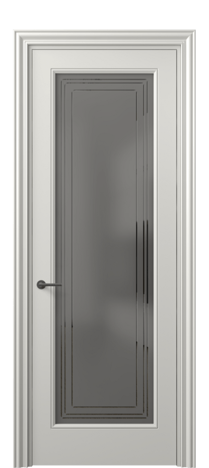 Межкомнатная дверь Mascot 8400 Матовый серый Сатинированное серое стекло с гравировкой "Грани", триплекс Цена 65999 ₽ | Volhovec