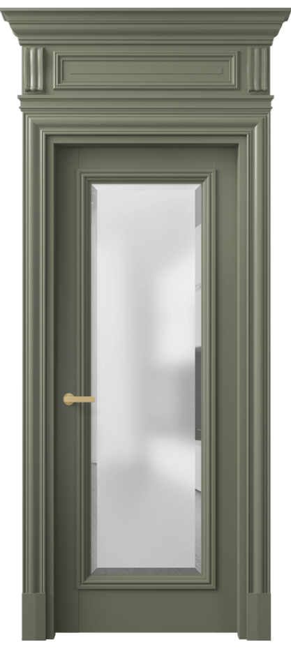 Межкомнатная дверь Antique 7300 Бук оливковый тёмный Сатинированное стекло с фацетом Цена 164609 ₽ | Volhovec