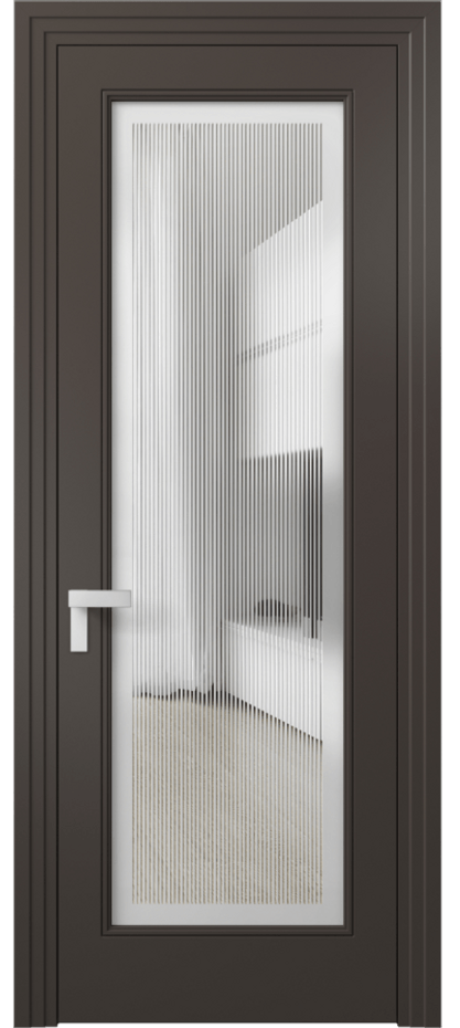 Межкомнатная дверь Rocca 8300 Матовый антрацит Сатинированное с гравировкой "Каннелюры", триплекс Цена 73519 ₽ | Volhovec