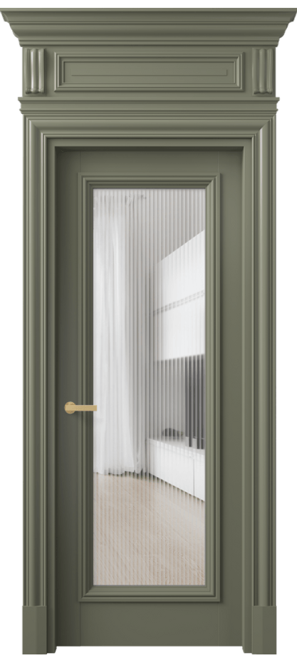 Межкомнатная дверь Antique 7300 Бук оливковый тёмный Рифлёное стекло "Moru", триплекс Цена 170609 ₽ | Volhovec