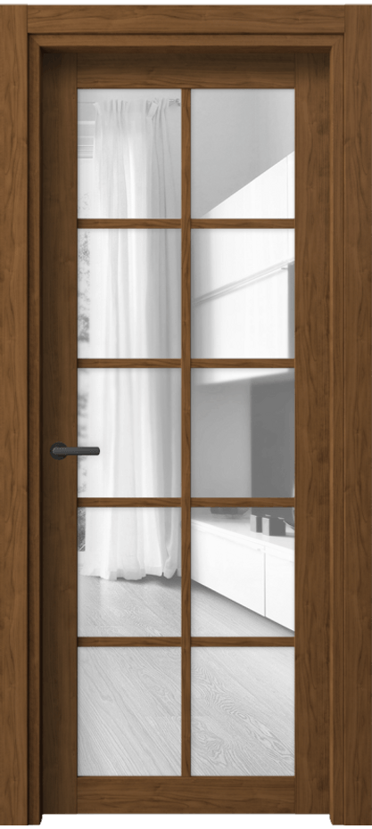 Межкомнатная дверь Neo 2106 Лесной орех Прозрачное стекло, триплекс Цена 30959 ₽ | Volhovec