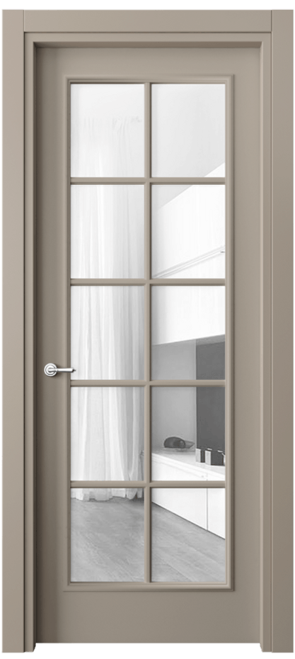 Межкомнатная дверь Paris 8102 Матовый бисквитный Прозрачное стекло Цена 61599 ₽| Volhovec
