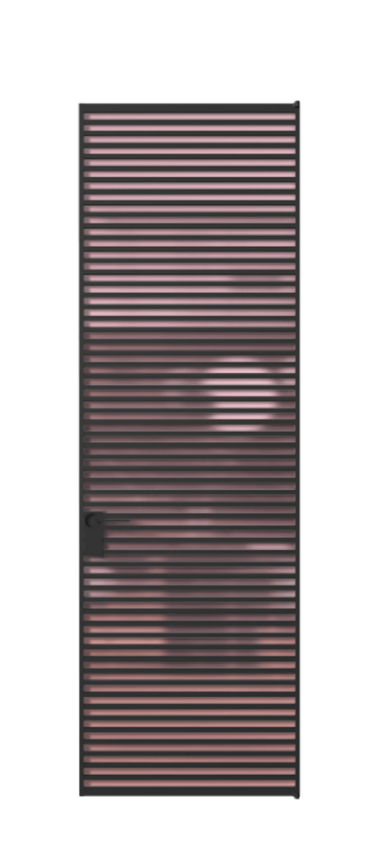 Алюминиевая дверь АЛПЛ040.07 Алюминий Черный Сатинированное розовое стекло, триплекс Цена 186370  | Volhovec