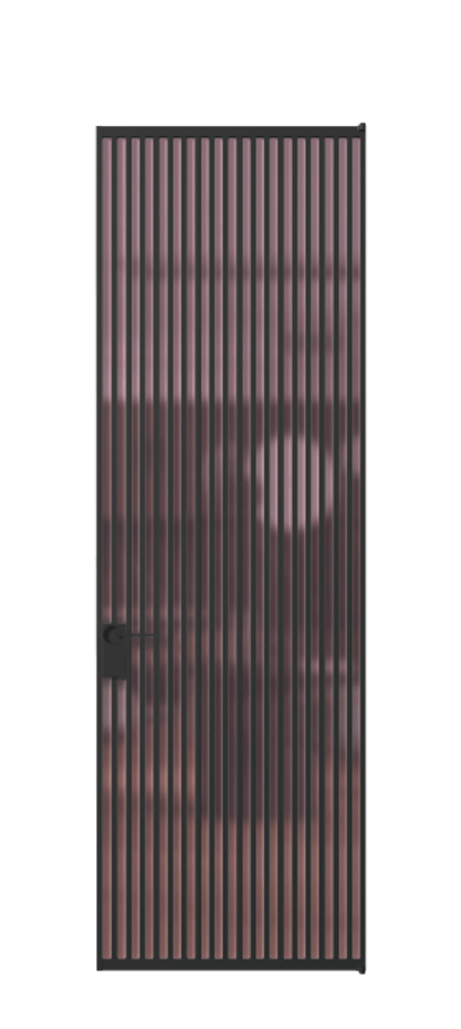 Алюминиевая дверь АЛПЛ040.06 Алюминий Черный Сатинированное розовое стекло, триплекс Цена 186370  | Volhovec