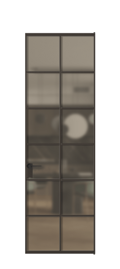 Алюминиевая дверь АЛПЛ040.05 Алюминий антрацит Сатинированное бронзовое стекло, триплекс Цена 123295  | Volhovec