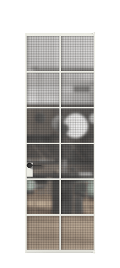 Алюминиевая дверь АЛПЛ040.05 Алюминий светло-серый Декоративное стекло с сеткой "Mesh silver", триплекс. Без короба АССР Цена 134930 Стоимость комплекта двери включает:
1. Полотно (600/650/700/750/800/850/900/950*2000-2400 мм).
2. Короб
3. Комплект фурнитуры (2 торцевые петли и магнитный замок с ответной планкой). Фабрика дверей Волховец 8 (800) 551 43 19 Алюминиевая дверь АЛПЛ040.05 Алюминий светло-серый Декоративное стекло с сеткой "Mesh silver", триплекс Цена 134930 | Volhovec