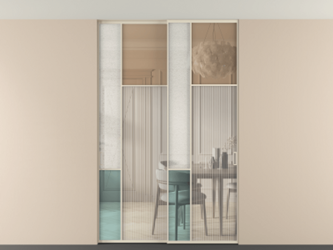 Перегородка Mosaic внутри проёма двустворчатая со скрытым креплением в потолок АЛПР 041.11 Алюминий бежево-серый Комбинация стекол Группы 1 и Группы 3. Цена 336580 ₽ . Фабрика дверей Волховец 8 (800) 551 43 19 Перегородка Mosaic внутри проёма двустворчатая со скрытым креплением в потолок АЛПР 041.11 Алюминий бежево-серый Комбинация стекол Группы 1 и Группы 3 Цена 336580 ₽ | Volhovec