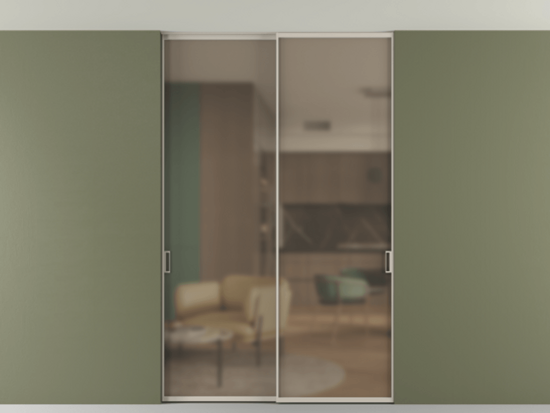 Перегородка Formato внутри проёма двустворчатая со скрытым креплением в потолок АЛПР 040.01 Алюминий светло-бежевый Сатинированное бронзовое стекло, триплекс. Цена 246972 ₽ 1. Полотно 2 шт. (800/2100 мм)
2. Комплект установки раздвижной системы
3. Базовый комплект фурнитуры
4. Ручка RONDO. Фабрика дверей Волховец 8 (800) 551 43 19 Перегородка Formato внутри проёма двустворчатая со скрытым креплением в потолок АЛПР 040.01 Алюминий светло-бежевый Сатинированное бронзовое стекло, триплекс Цена 246972 ₽ | Volhovec