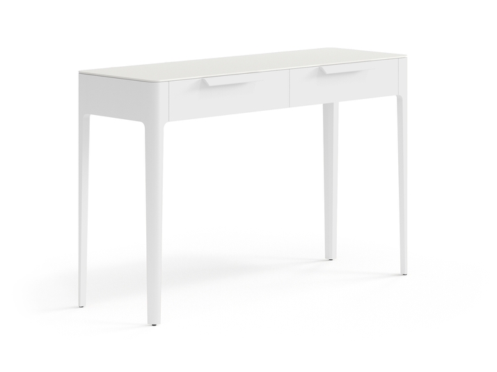 Мебель Консоль Piega 2 ящика. Цвет Матовый белоснежный. Материал Гладкая эмаль. Коллекция Консоль Piega 2 ящика. Картинка.