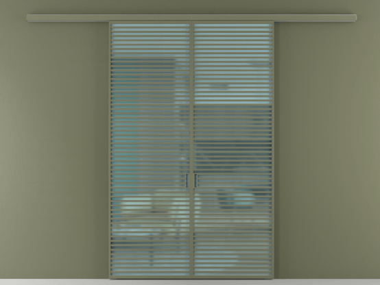 Алюминевая перегородка АЛПР 040.07_АОТ_САТ ГОЛ_new. Цвет Алюминий оливковый тёмный. Материал Алюминий в эмали. Коллекция Перегородка Формато вдоль стены 2 створки. Картинка.