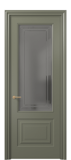 Дверь межкомнатная 8452 МОТ Серый сатин с гравировкой. Цвет Матовый оливковый тёмный. Материал Гладкая эмаль. Коллекция Mascot. Картинка.