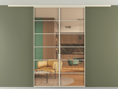 Перегородка Formato вдоль стены на потолок двустворчатая