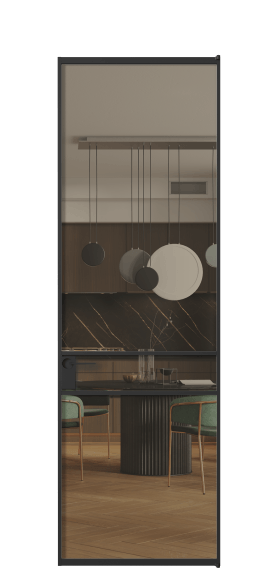 Межкомнатная дверь АЛПЛ040.02 Бронза триплекс ЧЕР. Цвет Алюминий Черный. Материал Алюминий. Коллекция Formato. Фото. Дверь межкомнатная АЛПЛ040.02 Бронза триплекс ЧЕР. Цвет Алюминий Черный. Материал Алюминий. Коллекция Formato. Картинка.