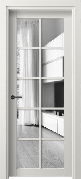 Дверь межкомнатная 2106 ПЭБЛ Двустороннее зеркало. Цвет ПЭТ белоснежный. Материал ПЭТ. Коллекция Neo. Картинка.